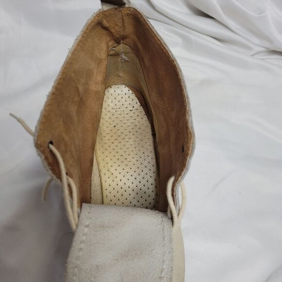 VINTAGE 90s ivory leather lace up ankle pointed‎ toe granny booties 40/9 - Picture 8 of 12